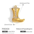 18K gold plated stainless steel boot charm with sparkling zircon stone accents - Gold Boot Charm(PJ93434)