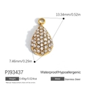 Water drop stainless steel pendant with white cubic zirconia and 18K gold finish - Pave Waterdrop Pendant(PJ93437)