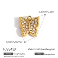Golden stainless steel butterfly pendant with zircon crystals and sleek polished finish - Butterfly Shape Charm(PJ93438)