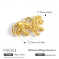 Goldener Löwenanhänger aus Edelstahl mit präzisen Maßen für die DIY-Schmuckherstellung - Gold Seitenprofil Löwen-Stil (PJ93381)