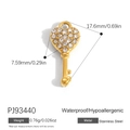 Waterproof gold heart key pendant in stainless steel with white zircon inlays - Gold Heart Key Pendant(PJ93440)