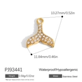 18K gold plated stainless steel fishtail pendant with sparkling cubic zirconia crystals - Gold Fishtail Charm(PJ93441)