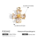 Golden stainless steel cross flower pendant with four teardrop zirconia stones - Cross Petal Shape Pendant(PJ93442)