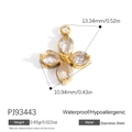 18K gold-plated stainless steel butterfly pendant with teardrop cubic zirconia stones - Floral Butterfly Jewelry Charm(PJ93443)