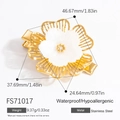Fermaglio per capelli a fiore in acciaio inox con petali bianchi e cristalli dorati - Stile Fiore Cavo 3D (FS71017)