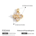 Golden stainless steel four-leaf clover pendant with heart-shaped clear zircons - Four-Leaf Clover Heart Pendant(PJ93444)