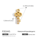 18K gold plated stainless steel key pendant with round zircons, 11.39mm height - Gold Rhinestone Key Charm(PJ93445)