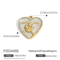 Gold stainless steel heart pendant with Good Luck clover engraving and size dimensions - Bright Pink Clover Good Luck Pendant(PJ93448B)