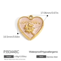 Pink enamel heart pendant with golden clover and Good Luck engraving in 18K gold plating - Pale Pink Clover Good Luck Pendant(PJ93448C)