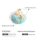 Blue and white gradient shell pendant with golden starfish and pearl, 18k gold plated stainless steel - Gradient Shell Sea Star Pearl Style (PJ93449)