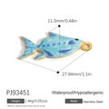 Blue enamel fish pendant in 18K gold plated stainless steel for DIY jewelry making - Light Blue Textured Fish Pendant(PJ93451)
