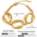 Αδιάβροχο βραχιόλι από ανοξείδωτο ατσάλι 18k με τρεις μεγάλους οβάλ κρίκους σε χρυσό - Επιχρυσωμένο 18Κ / Χρυσό (SL41733G)