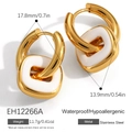 Waterproof gold stainless steel earrings with geometric square white enamel pendants - 18K Gold Plated / White (EH12266A)