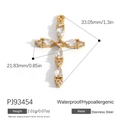 18K gold plated stainless steel cross pendant with sparkling teardrop crystals - Gold Jeweled Cross Pendant(PJ93454)