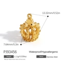 Gold plated stainless steel crown pendant charm with hollow vintage design and ring - Gold Hollow Crown Charm(PJ93456)