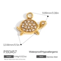 Golden turtle charm pendant in stainless steel with clear zircon stones for DIY jewelry - Gold Rhinestone Turtle Pendant(PJ93457)