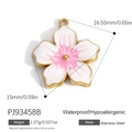 Gold stainless steel cherry blossom pendant with white and pink enamel for DIY jewelry - Pink-White Gradient Flower Pendant(PJ93458B)
