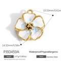 Blue enamel flower pendant in stainless steel, 15.53mm x 14.32mm, waterproof and hypoallergenic - Blue-White Enamel Petal Charm(PJ93459A)