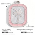 Ciondolo a palma in acciaio smaltato rosa con bordo a pois per collane fai da te - Stile Palma d'Argento con Bordo Rosa (PJ91399S)