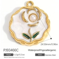 Ciondolo a forma di rosa retrò in acciaio inossidabile bianco crema con perla - Stile Perla Rosa Vintage Bianco Crema (PJ93466C)