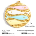 Ciondolo a forma di pesce in acciaio inossidabile dorato con smalto per collane DIY - Stile Pesciolino Colorato Martellato (PJ93467)