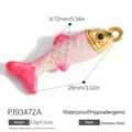 Ciondolo a pesce in acciaio inossidabile con texture marmo rosa per collane fai da te - Stile Pesce Texture Marmo Rosa e Bianco (PJ93472A)