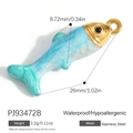 Ciondolo a forma di pesce in acciaio inossidabile blu marmo con dettagli dorati - Stile Pesce Texture Marmo Blu Lago (PJ93472B)