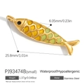 Ciondolo a forma di pesce in acciaio inossidabile con smalto giallo verde e oro - Stile Pesce in Smalto Sfumato Giallo Verde (PJ93474B(small))