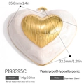 White marble resin and gold heart pendant in stainless steel with double layer design - White Cloud Pattern Nested Heart Style (PJ93395C)