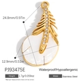 Pendente piuma in acciaio dorato con cristalli e inserto in conchiglia bianca - Stile Piuma Texture Conchiglia Bianca (PJ93475E)