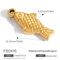 Pendaglio a forma di pesce in acciaio inossidabile dorato con texture di squame marine - Stile Pesciolino con Texture Intagliata Oro (PJ93476)