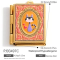Stainless steel book pendant featuring a pink embossed cover and purple cartoon cat detail - Purple Cat Book Locket (PJ93497C)
