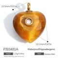 Ciondolo a cuore in occhio di tigre con zircone bianco e gancio in acciaio inox - Stile Zircone a Cuore in Pietra Occhio di Tigre (PJ93481A)