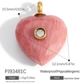 Ciondolo a cuore rosa con zircone centrale in finitura acciaio inox dorato - Stile Zircone a Cuore in Quarzo Rosa (PJ93481C)