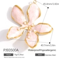 Pink enamel flower pendant in gold finish with white pearls made of stainless steel - Light Pink Five-Petal Flower Pendant (PJ93500A)