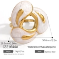 Waterproof 18K gold plated stainless steel ring with white enamel flower petals - 18K Gold Plated / White Three-Leaf Petal Ring (JZ21644A)
