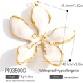 Waterproof stainless steel floral pendant with white enamel petals and pearl center - Pearlescent White Flower Pendant (PJ93500D)