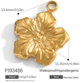 Ciondolo a forma di fiore in acciaio inossidabile dorato per gioielli fai-da-te - Stile Petalo Intagliato Oro (PJ93486)
