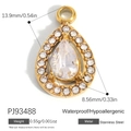 Pendente a goccia d'acqua in acciaio inossidabile dorato con zirconi brillanti - Stile Zircone a Goccia d'Acqua Oro (PJ93488)