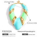 Chunky stainless steel knot pendant with blue and green enamel for modern jewelry design - Blue Green Twisted Style Pendant (PJ93502A)