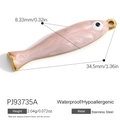 Ciondolo a forma di pesce in acciaio inox rosa con smalto e bordi dorati - Stile Pesce Lungo in Smalto Perlato Rosa (PJ93735A)