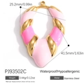 Twisted stainless steel pendant with pink enamel detail in a gold-plated finish - Pink Twisted U-Shape Pendant (PJ93502C)
