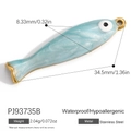 Ciondolo a pesce blu in acciaio inossidabile con smalto marmorizzato e dimensioni - Stile Pesce Lungo in Smalto Texturizzato Blu Chiaro (PJ93735B)