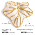 Leaf-shaped stainless steel pendant with white shell inlay and golden finish - White Pearl Feel Leaf Pendant (PJ93504B)