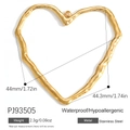 Waterproof stainless steel golden heart pendant with wave texture for DIY necklaces - Wavy Pattern Heart Pendant (PJ93505)