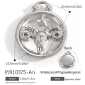 Aries zodiac stainless steel double-sided pendant with ram motif and constellation star map - Aries Style (PJ91037S-Ari)