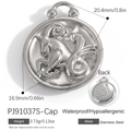 Polished stainless steel Capricorn zodiac charm with constellation crystal inlay - Capricorn Style (PJ91037S-Cap)