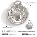 Polished stainless steel Cancer zodiac pendant with engraved star map and crystal inlay - Cancer Style (PJ91037S-Cnc)