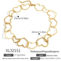 Collier en acier inoxydable plaqué or 18 carats avec maillons en forme de cœur ajouré - Collier à Maillons Cœur (XL32151) / Plaqué Or 18K