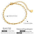 Goldenes Edelstahl-Büroklammer-Armband mit Herzanhänger und verstellbarem Verschluss - Goldenes Büroklammer Ketten Herz Tag Armband (SL41732)